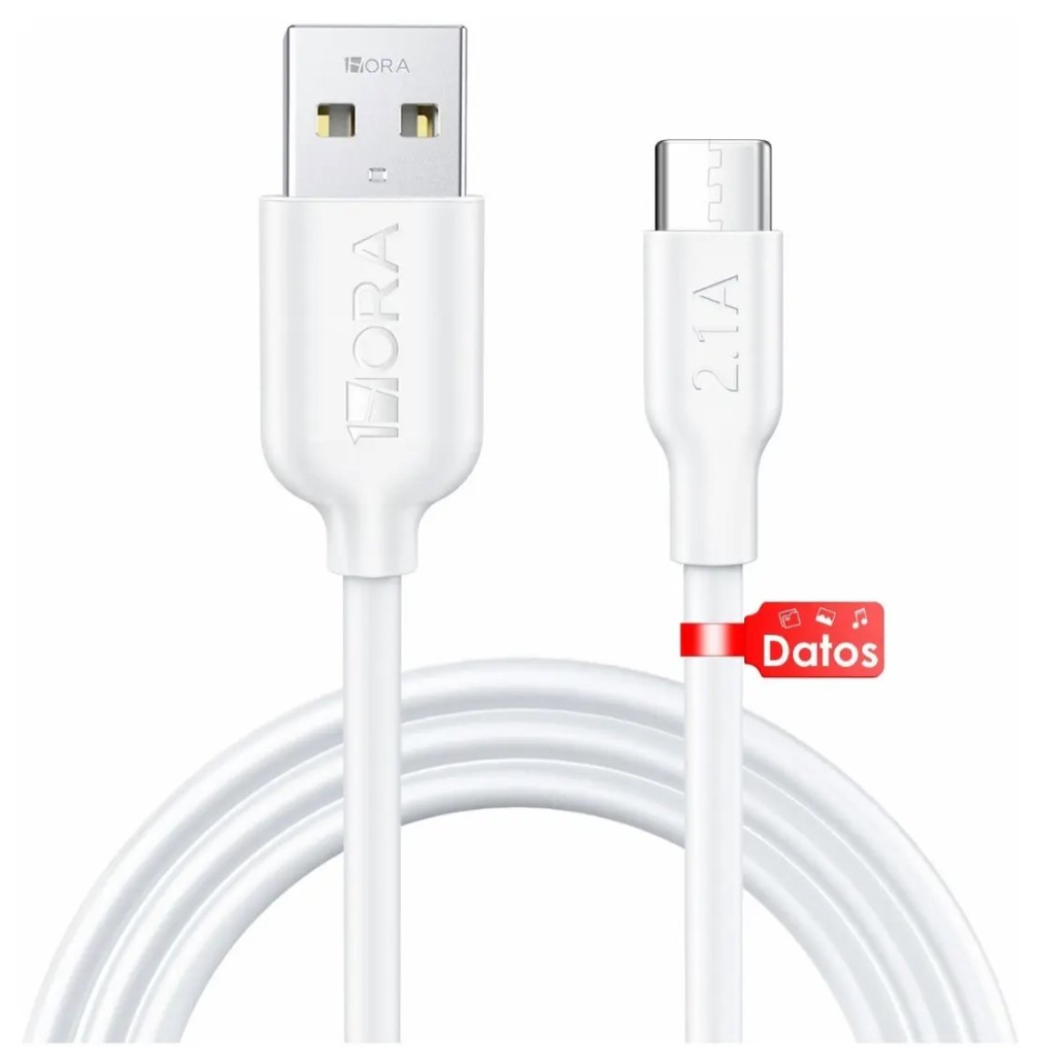 Cable USB-A a Tipo C 1Hora CAB237 1m 2.1A (Blanco)