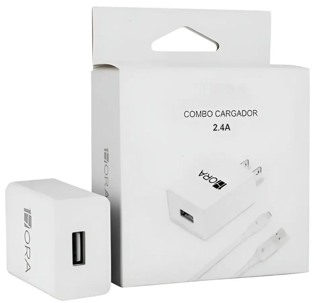Cargador 1Hora GAR142 USB 2.4A + Cable Tipo-C (Blanco)