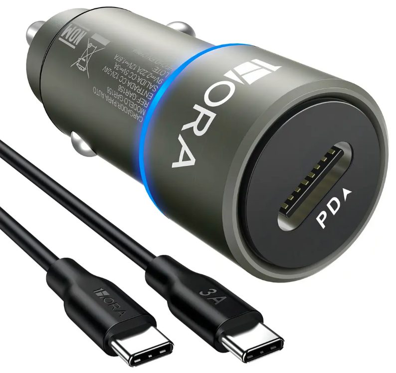 Cargador Carro Auto Tipo C Pd 20w 1Hora ,cargador De Auto Con Cable Tipo