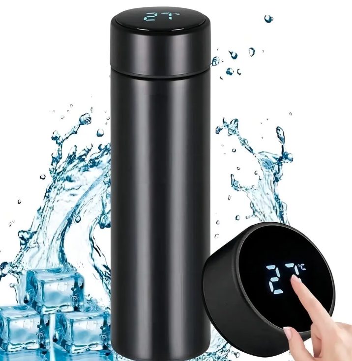Termo Digital 500ml De Acero Inoxidable Color Negro