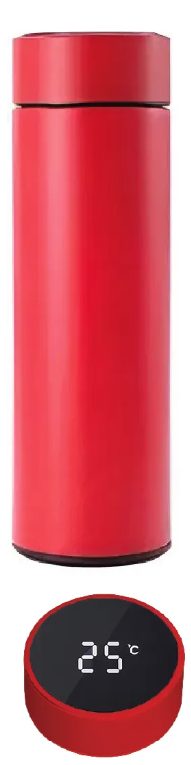 Termo Digital Acero Inoxidable Inteligente 500ml Color Rojo